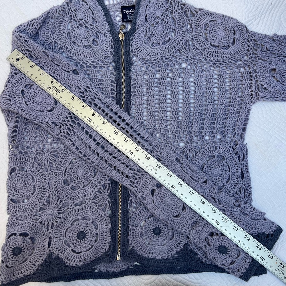 Vintage Y2K Rip Curl Crochet Zip Up Hoodie Size OS - Picture 11 of 12